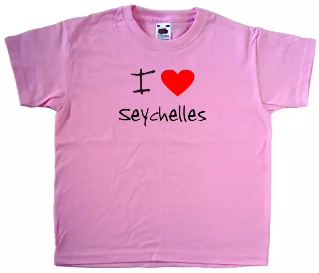 I Love Heart Seychelles Pink Kids T-Shirt