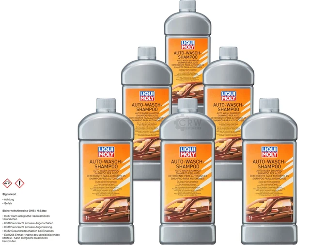 6x LIQUI MOLY Shampoo Lavaggio Auto Bottiglia Shampoo Lavaggio Auto 1545 Plastica 1 l