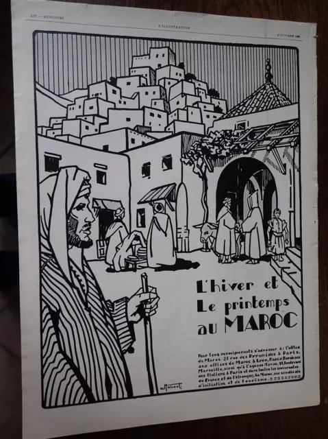MAROC illustrée par Jean HAINAUT + DUCO  publicité papier ILLUSTRATION 1929
