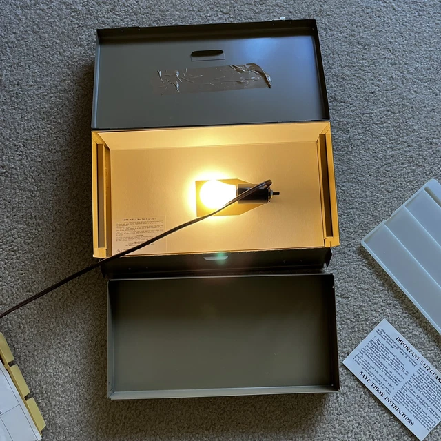Caja de lima deslizante de luz eléctrica vintage Logan # 750G o 750I tipo n' archivo probado