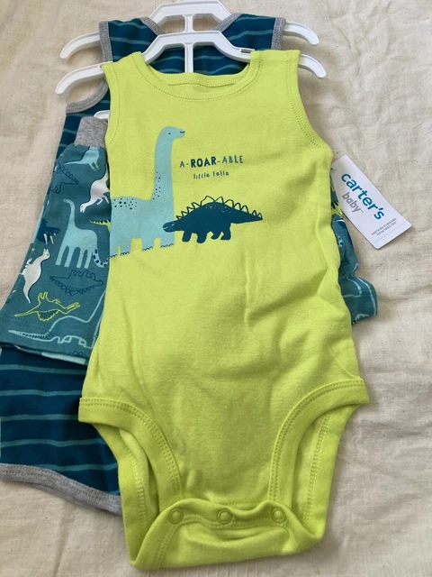 Carters baby boy 3 piece knit dinasour short outfit size 9M NWT 2