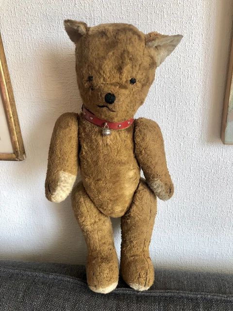 Ancien Ours En Peluche Noir – 50 Cm – Vers 1945