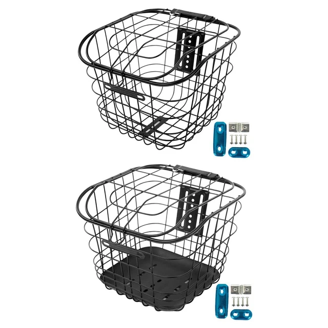 Panier De Vélo Métallique Noir - Sans Couvercle, Dimensions ~22.5x23x17cm, Pour Avant Ou Arrière