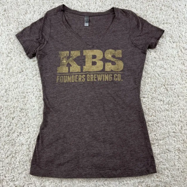 Founders Brewing Co. T-Shirt Womens Small Brown V-Neck KBS Stout