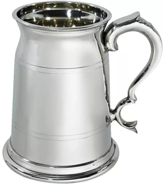 Zinnquart Biertankard 2 Pint alter Londoner Stil mit schwerem Rollengriff