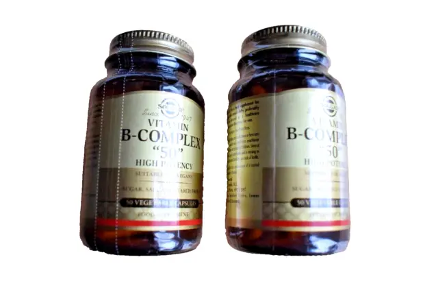 2 X 50  Solgar Formula Vitamin B Complex High Potency 100 Vegetable Capsules