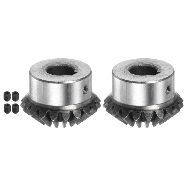 2pcs Bevel Gears 2M 20 Teeth 14mm Hole Tapered Bevel Pinion Gear, 5mm Keyway