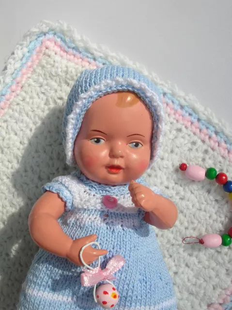 Alte Schildkröt Baby Puppe STRAMPELCHEN  Celluloid 16 - 16 1/2  Decke Spielzeug
