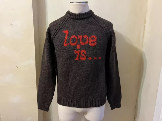 Dsquared² Runway Chunky Brown Red Love Is .... Crewneck L Made In Italy