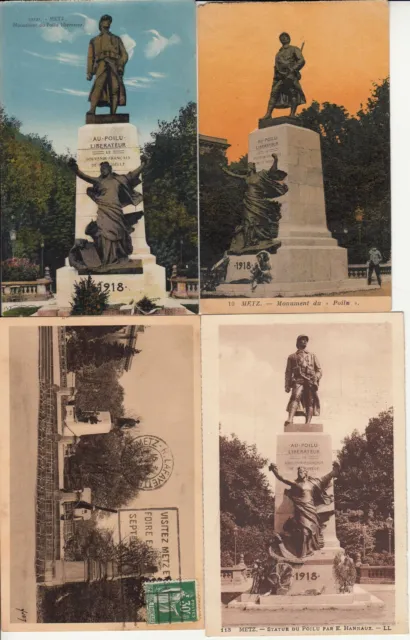 Lot of 4 Antique Old Postcards METZ MOSELLE Hairy Liberator