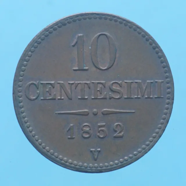 Lombardo Veneto Francesco Giuseppe 10 Centesimi 1852 Venezia Coin Cuoio