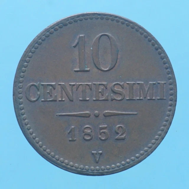Lombardo Veneto Francesco Giuseppe 10 Centesimi 1852 Venezia Coin Cuoio