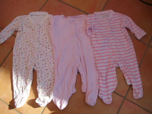 Baby Girls 3 X TU Sleep Suits 3-6 Mths