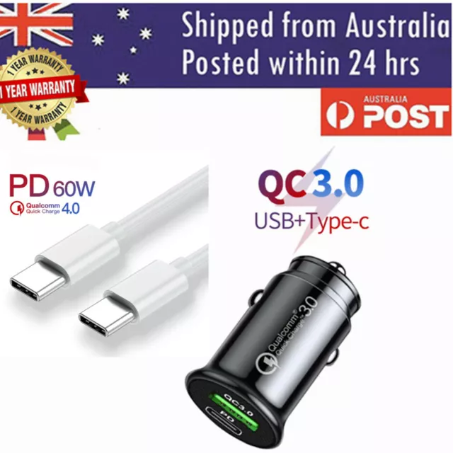 Type C Car Charger USB C Fast Charging Car USB Adapter Type C Dual Port Quick