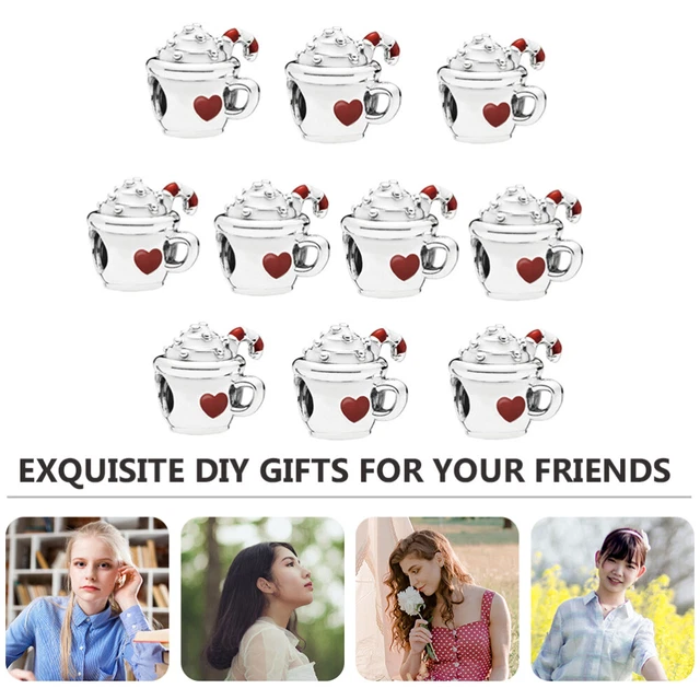10 Pcs Heart Necklace Charms Beaded Nativity Accessories Bracelets Beads Pendant 9