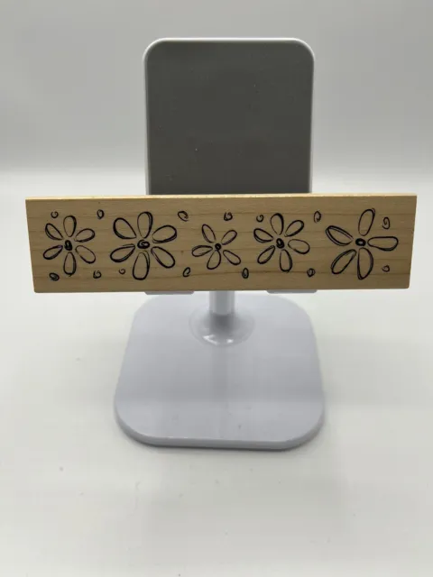 Wood Mounted Rubber Stamp Print. Flower Border. Card Making, Decoupage, Crafts.