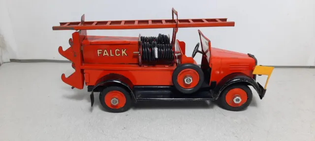 TEKNO DENMARK FIRE ESCAPE LADDER TRUCK  FALCK TIN PLATE Early edition 1935-1955