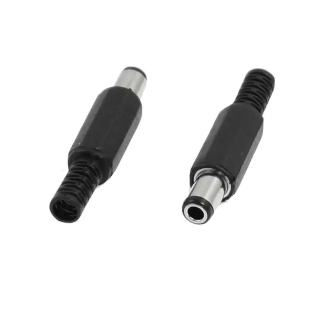 2 Pcs Black 3mm x 6.2mm DC Power Male Connector Jack Adapter