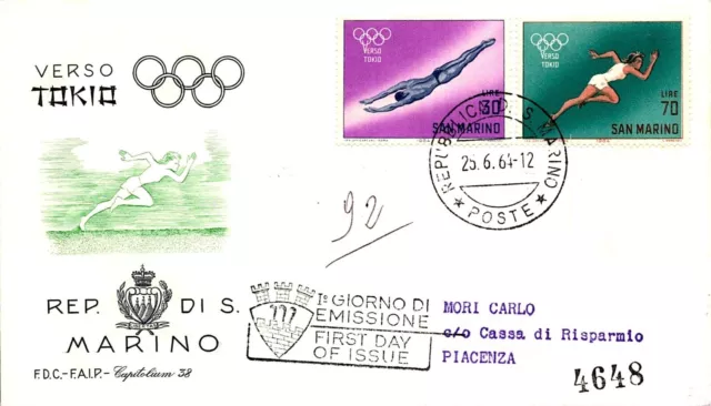 Storia Postale - FDC FAIP Capitolium - Repubblica San Marino - 1964 -Verso Tokyo