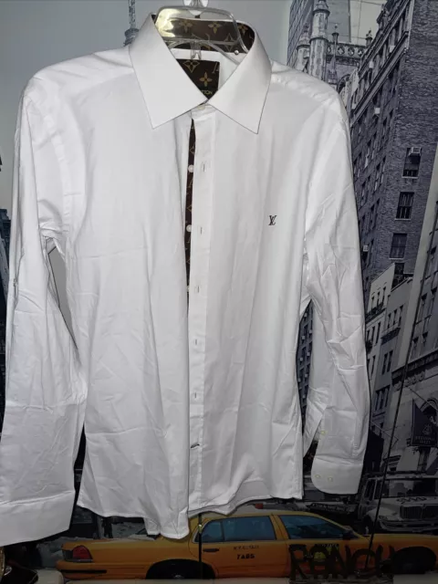 Louis Vuitton Monogram Pointelle Cotton Short Sleeved Shirt button up white  XL