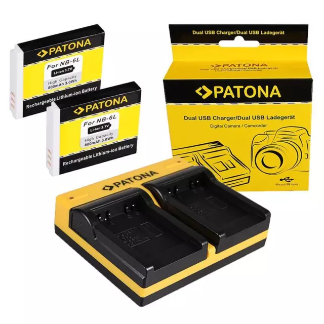 2x Batteria Patona + Caricabatteria Doppio USB per Canon PowerShot SX170 IS