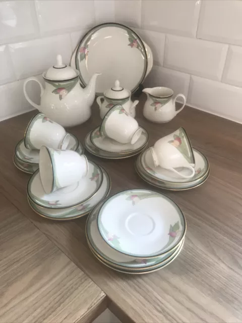 Art Deco ROYAL DOULTON AWAKENING VOGUE Teapot Jug Plates Sugar Bowl Cups Vgc