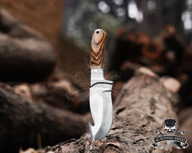 HANDMADE HUNTING KNIFE With Gut Hook Outdoor Camping Skinning Deer, Fish 9  $74.99 - PicClick AU