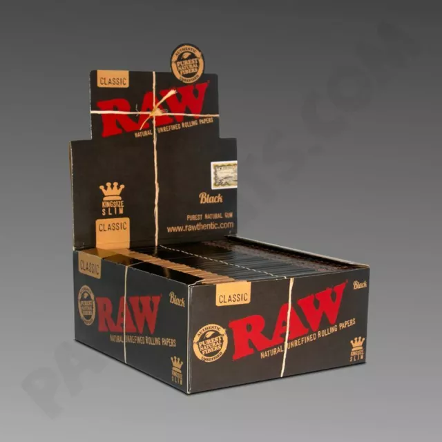 RAW BLACK Classic King Size SLIM Natural Rolling Smoking Paper Skins Rizla 1-50