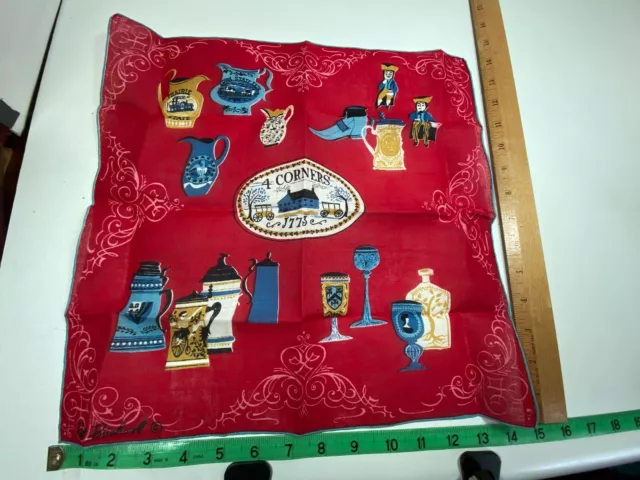 Vintage Signed Pat Prichard Handkerchief Hankie 4 Corners 1773 Iowa State Fair