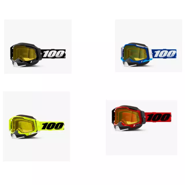 2023 100% Racecraft 2 Snow Motocross Offroad Yellow Lens Goggles