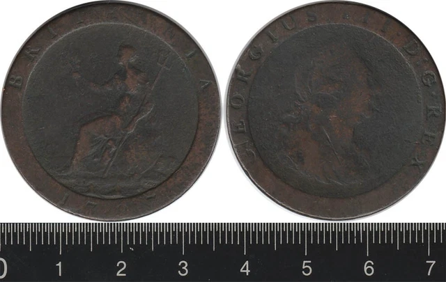 Australian Proclamation Coin: Great Britain 1797 Penny K George III copper 1d