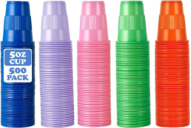 500 Pack 5 Oz Plastic Cups, Disposable Drinking Cups, Bathroom Cups in Assorted