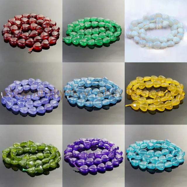 Heart-shaped 12x12mm Multicolor Gemstone Loose Beads 15'' Strand