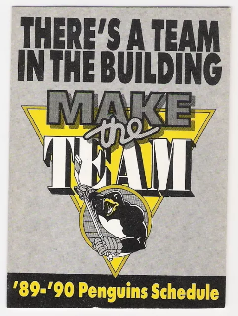 1989-90 Pittsburgh Penguins Nhl Pocket Schedule "There's A Team In The Building"