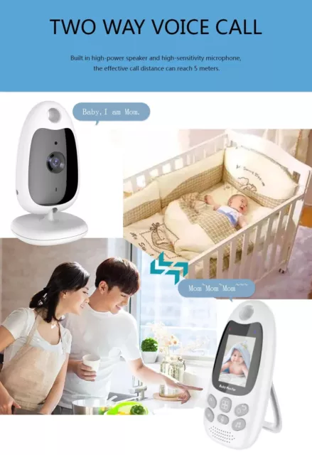 Baby Monitor Camera 2.0 Inch LCD Wireless Music Intercom Portable Temp Monitor