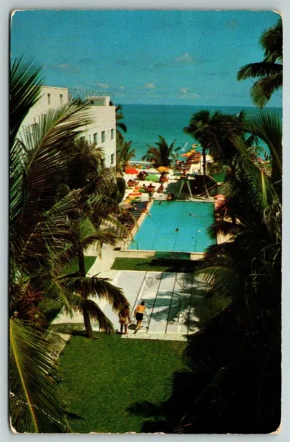 The Georgian Hotel Pool And Cabana Club Miami Beach Florida Vtg Postcard