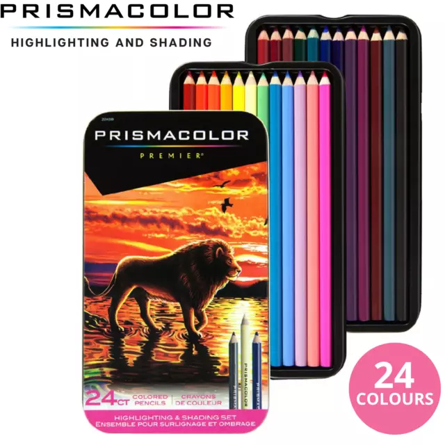 Prismacolor Premier 24 Coloured Pencils, Thick Core, Shading & Highlighting