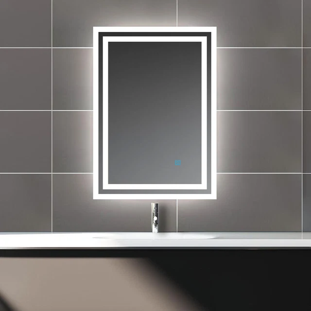 ILLUMINATED LED BATHROOM Mirror with Light Demister Touch Sensor Wall ...