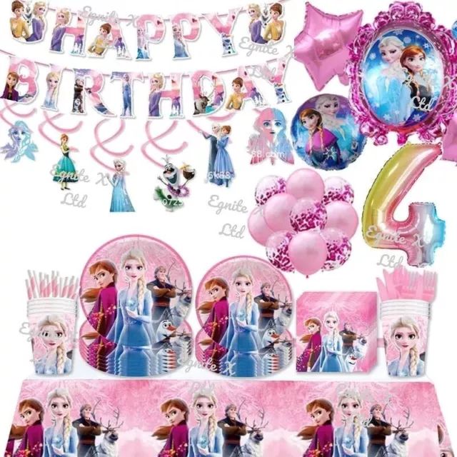 Frozen Elsa Anna Birthday Decorations Princess Pink Tableware Party Supplies