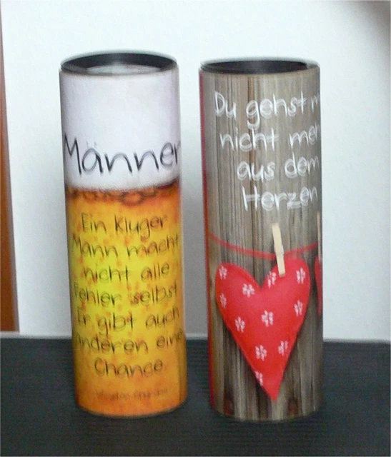 GESCHENKVERPACKUNG MIT SPRUCH/FLASCHENBOX/DOSE mit Deckel stabiler