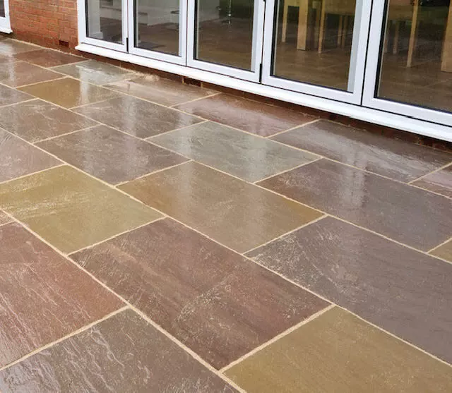 Indian Sandstone Natural Cut Autumn Green/Raj Green Sample & Sqm Packs 3