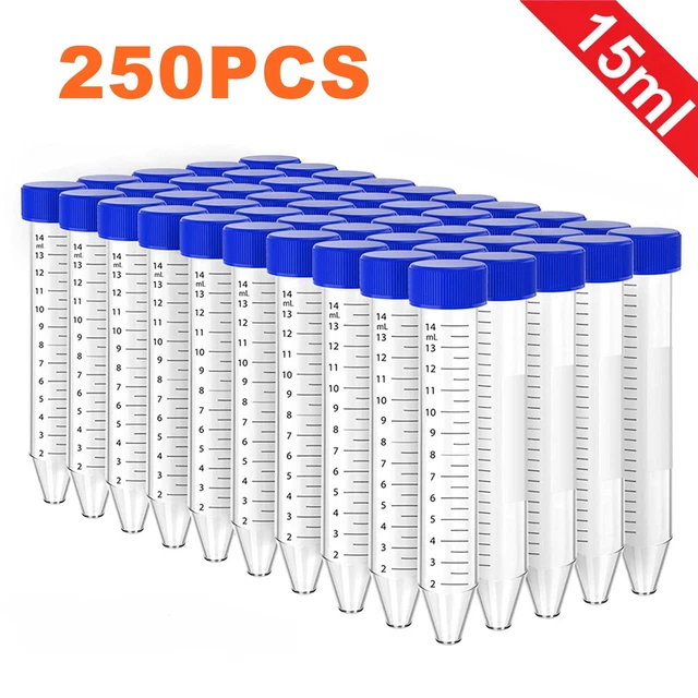 PP Centrifuge Tubes,15ml,Conical Bottom,Graduated Marks,Blue Screw Cap No-Leak