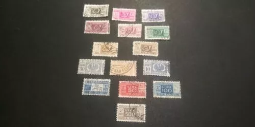 ITALY - 12 Stamps PACCHI SUL BOLLETTINO & 3 stamps Sulla Ricevuta - see pics