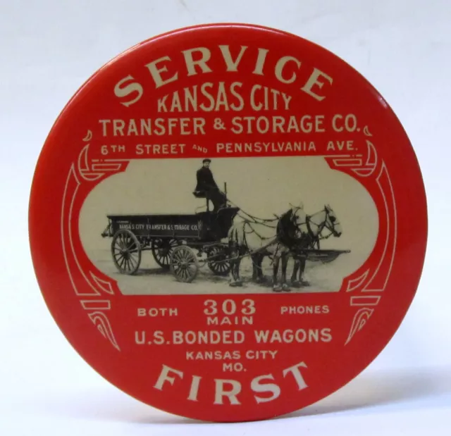 SERVICE TRANSFER & STORAGE Kansas City MO horsedrawn paperweight pocket mirror *