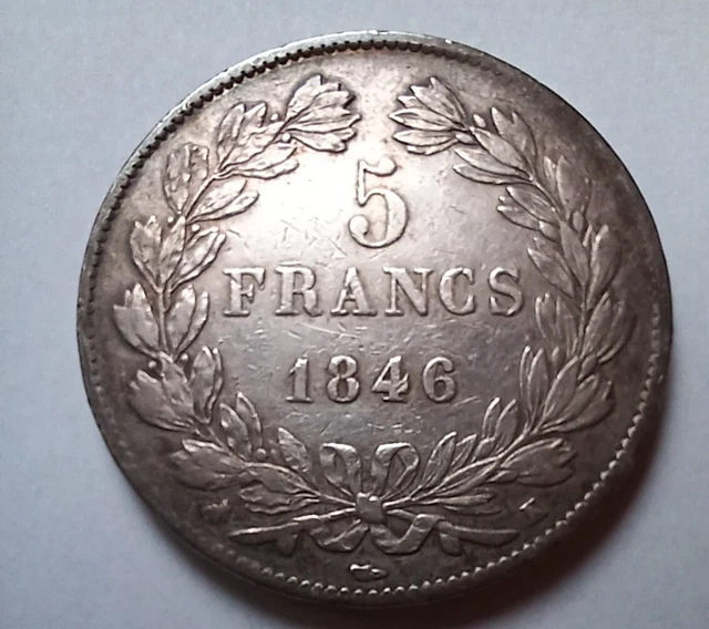 pièce de monnaie, française en argent  5 frs 1846 K LÉGÉREMENT FAUTÉ 