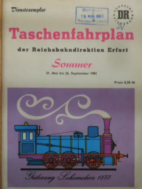 DR, Taschenfahrplan der Reichsbahndirektion Erfurt Sommer 1981