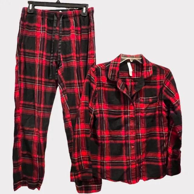 Gilligan Omalley Pajama Set Womens Small Red Black Flannel 2 PC PJ Top Pant