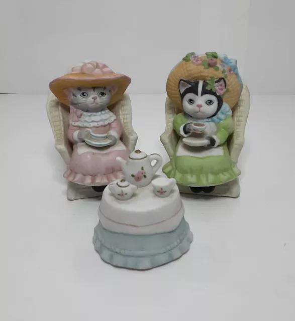 Schmid Afternoon Tea with Kitty Cucumber & Ellie Collectable Figurines 1992