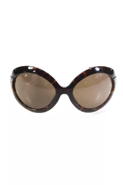 Dolce & Gabbana Womens Spotted Jeweled Round Oversized Sunglasses Brown 120mm