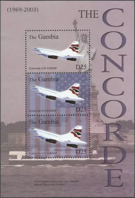 Gambia #SGMS4566 MNH S/S 2004 Concorde G-BOAF Flag Liberty Statue NYC [2801]